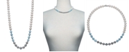 Macy's Milky Aquamarine and Cultured Freshwater Pearl 18” Strand Necklace in Sterling Silver